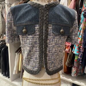 Ramy Brook Blue and White Tweed Libby jacket. Excellent Condition